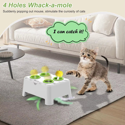 Whack a Mole Automatic Pop-Up Rechargeable Feather Toy for Cats Dogs Interactive Playing Kitten Training Pet Supplies