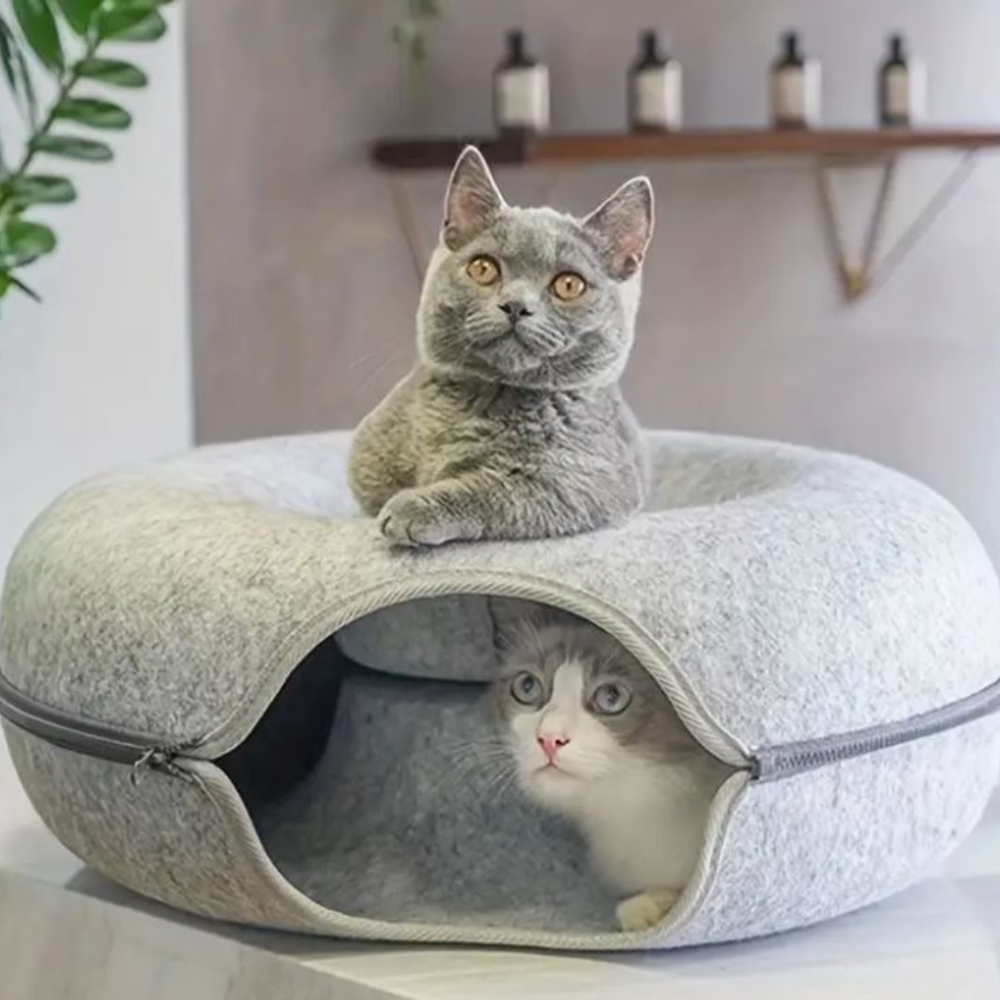 Felt Donut Bed for Cats with Breather Hole