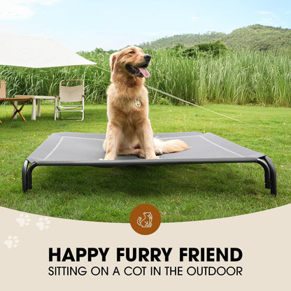 Elevated Dog Bed, Raised Outdoor Dog Bed for Medium Sized Dog, Portable Cooling Pet Cot with Breathable & Washable Mesh, Indoor & Outdoor Pet Hammock with Skid-Resistant Feet.
