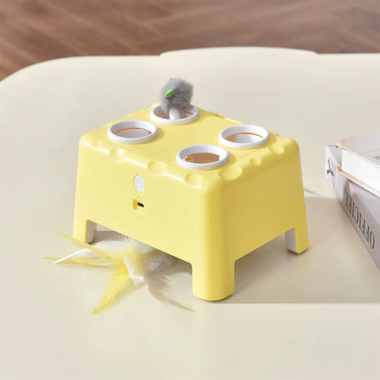 Whack a Mole Automatic Pop-Up Rechargeable Feather Toy for Cats Dogs Interactive Playing Kitten Training Pet Supplies