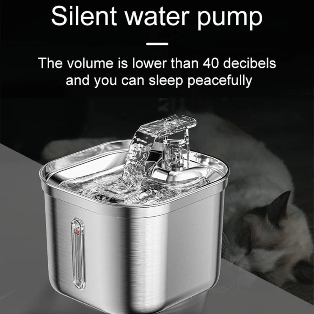 Automatic Cat Water Fountain Stainless Steel Cat Fountain with Filter Visual Water Level Pet Puppy Cats Drinking Water Dispenser