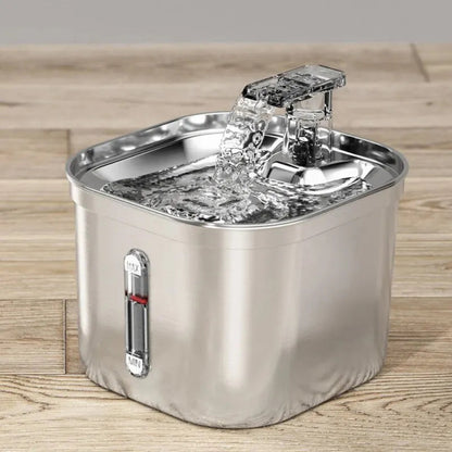 Automatic Cat Water Fountain Stainless Steel Cat Fountain with Filter Visual Water Level Pet Puppy Cats Drinking Water Dispenser