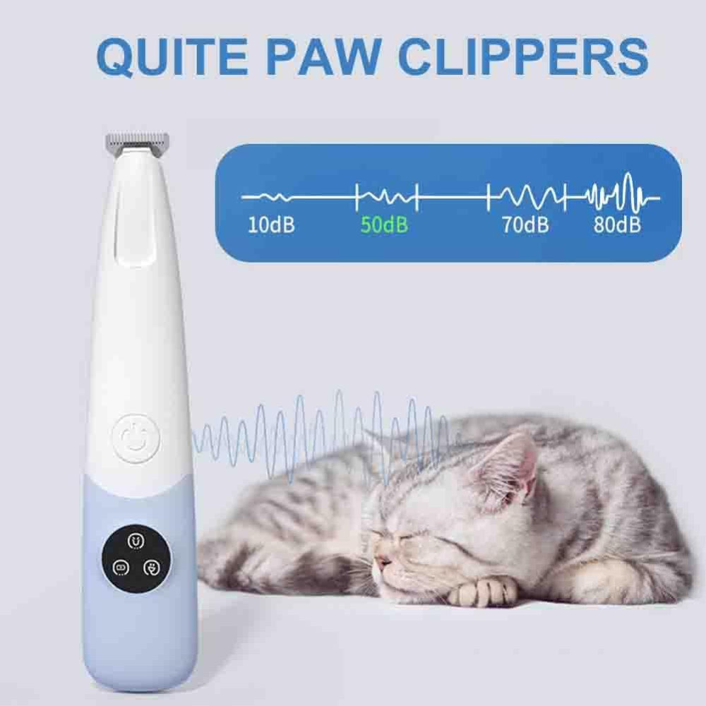 Dog Paw Trimmer with LED Light, 50DB Low Noise Cordless Cat Paw Trimmer for Puppy Kitten Small Pet, USB Rechargeable Dog Clippers Grooming Kit for Paws Ears Face Rump