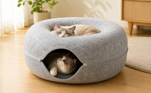 Felt Donut Cat Bed with Breather Hole