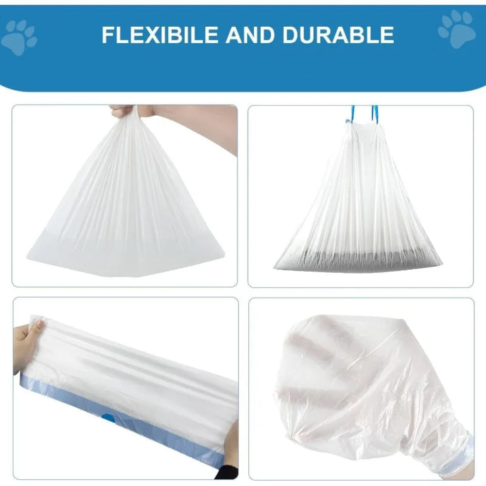 3/5 Rolls Extra Thick Self-Cleaning Cat Litter Box Liners 20 Counts per Roll with Drawstring for Automatic Cat Litter Box Robot