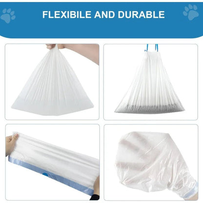 3/5 Rolls Extra Thick Self-Cleaning Cat Litter Box Liners 20 Counts per Roll with Drawstring for Automatic Cat Litter Box Robot