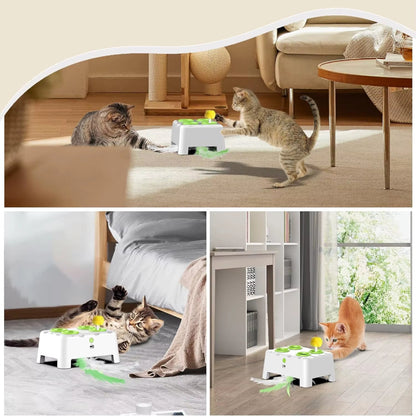 Whack a Mole Automatic Pop-Up Rechargeable Feather Toy for Cats Dogs Interactive Playing Kitten Training Pet Supplies