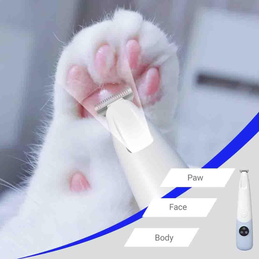 Dog Paw Trimmer with LED Light, 50DB Low Noise Cordless Cat Paw Trimmer for Puppy Kitten Small Pet, USB Rechargeable Dog Clippers Grooming Kit for Paws Ears Face Rump